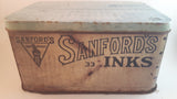 Antique 1920s Sanford's Inks Blue-Black Premium Writing Fluid Tin Chicago - Treasure Valley Antiques & Collectibles