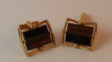 Vintage Brown Smoky Quartz Tone Agate Cufflinks - Treasure Valley Antiques & Collectibles