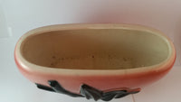 1950s Royal Copley Pink Raised Relief Black Floral Pottery Planter