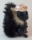 Vintage 1950s Wales Cute Furry Porcelain Pink Flower Hat Skunk Figurine Japan - Treasure Valley Antiques & Collectibles