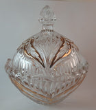 Vintage Princess House Germany 24% Lead Crystal Gold Trim Candy Dish With Lid - Treasure Valley Antiques & Collectibles