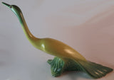 Vintage Green and Yellow Crane Swan Bird Ceramic Tip of Beak has previous repair. - Treasure Valley Antiques & Collectibles