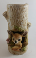 1979 Roth Enesco Taiwan Fawn Baby Deer Tree Trunk Vase - Treasure Valley Antiques & Collectibles