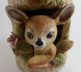 1979 Roth Enesco Taiwan Fawn Baby Deer Tree Trunk Vase - Treasure Valley Antiques & Collectibles