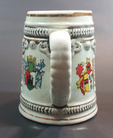 Vintage Enesco Japan Light Blue Embossed Coat of Arms Gold Trim Beer Stein - Treasure Valley Antiques & Collectibles