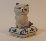 Vintage Delft Holland Cat on Windmill Pillow Figurine - Treasure Valley Antiques & Collectibles