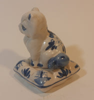 Vintage Delft Holland Cat on Windmill Pillow Figurine - Treasure Valley Antiques & Collectibles