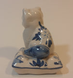 Vintage Delft Holland Cat on Windmill Pillow Figurine - Treasure Valley Antiques & Collectibles