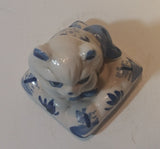 Vintage Delft Holland Cat on Windmill Pillow Figurine - Treasure Valley Antiques & Collectibles