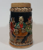 Early 1950s Gift Craft Japan Drinking Bavarian Friends Porcelain Stein Numbered 384 - Treasure Valley Antiques & Collectibles