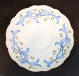 1960s Aynsley Fine Bone China "December Christmas Rose" Saucer with Blue Bows and Vines - Treasure Valley Antiques & Collectibles