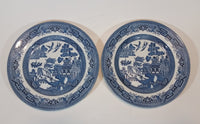 1980s Churchill England Blue Willow Pattern 8" Side Salad Luncheon Plates Set of 2 - Treasure Valley Antiques & Collectibles