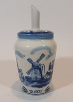 Vintage Delft Blue Sugar Pourer with Dutch Windmill and Flower Scenery - Treasure Valley Antiques & Collectibles