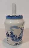 Vintage Delft Blue Sugar Pourer with Dutch Windmill and Flower Scenery - Treasure Valley Antiques & Collectibles