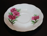 1960s Royal Albert Bone China England Pink Carnation Flower Pattern with Gold Trim Teacup Saucer