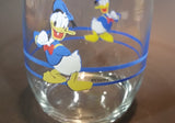 Rare Vintage Donald Duck Disney Blue Ringed Cartoon Character Clear Glass Cup