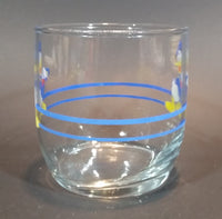 Rare Vintage Donald Duck Disney Blue Ringed Cartoon Character Clear Glass Cup