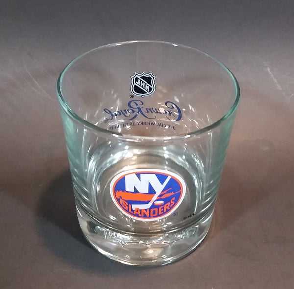 Rare Limited Release Crown Royal "NHL Rocks" New York Islanders Hockey Team Clear Glass Whiskey Cup - Treasure Valley Antiques & Collectibles