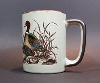 Vintage 1970s Otagiri Japan Mallard Ducks in Marshland and Flying Mug with Brown Trim - Treasure Valley Antiques & Collectibles