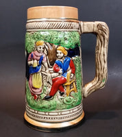 1950s German Oktoberfest Beer Stein Woman Serving Beer to Man Sitting - Japan 6 3/8" Tall - Treasure Valley Antiques & Collectibles