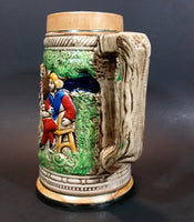 1950s German Oktoberfest Beer Stein Woman Serving Beer to Man Sitting - Japan 6 3/8" Tall - Treasure Valley Antiques & Collectibles