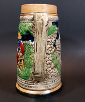 1950s German Oktoberfest Beer Stein Woman Serving Beer to Man Sitting - Japan 6 3/8" Tall - Treasure Valley Antiques & Collectibles