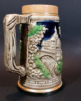 1950s German Oktoberfest Beer Stein Woman Serving Beer to Man Sitting - Japan 6 3/8" Tall - Treasure Valley Antiques & Collectibles