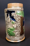 1950s German Oktoberfest Beer Stein Woman Serving Beer to Man Sitting - Japan 6 3/8" Tall - Treasure Valley Antiques & Collectibles