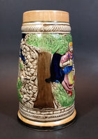 1950s German Oktoberfest Beer Stein Woman Serving Beer to Man Sitting - Japan 6 3/8" Tall - Treasure Valley Antiques & Collectibles