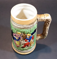 1950s German Oktoberfest Beer Stein Woman Serving Beer to Man Sitting - Japan 6 3/8" Tall - Treasure Valley Antiques & Collectibles