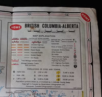 1965 Home Oil Distributors Vancouver Road Maps of British Columbia Alberta and Canada