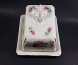 Antique Staffordshire England Pink Roses Flower Decorated Large Cheese Keeper - Treasure Valley Antiques & Collectibles