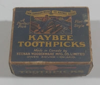 Rare Vintage Kaybee unique flat-style toothpicks Box - Keenan Woodenware - Box is Full - Treasure Valley Antiques & Collectibles