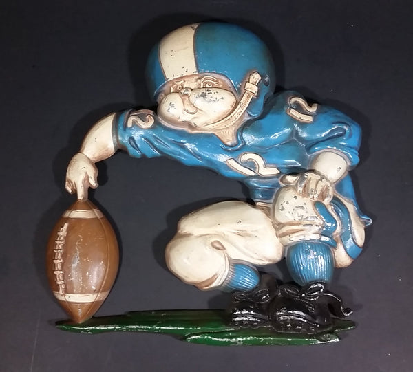 Vintage 1976 Homco USA Cast Aluminum Metalware Football Player Wall Hanging Decor - Treasure Valley Antiques & Collectibles