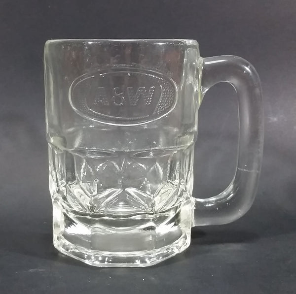 1970s-1980s A & W Allen and Wright Embossed Clear 4 1/2" Root Beer Mug - Treasure Valley Antiques & Collectibles