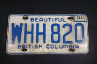 1978 Beautiful British Columbia White with Blue Letters Vehicle License Plate WHH 820 - Treasure Valley Antiques & Collectibles