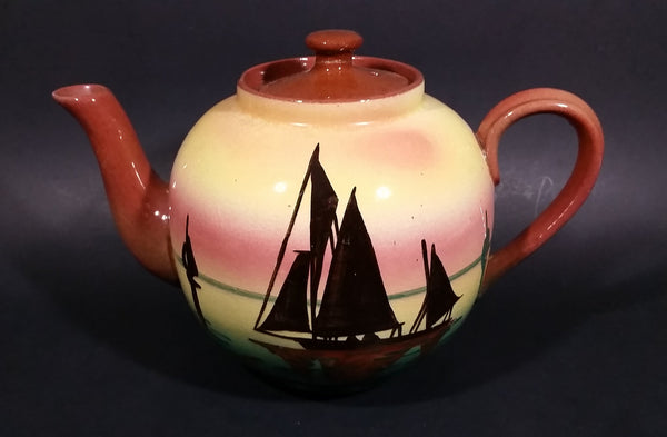 Very Rare 1940s Sailboat Torquay Mottoware Devon Teapot - Treasure Valley Antiques & Collectibles