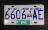 1997 Beautiful British Columbia White with Blue Letters Vehicle License Plate - Treasure Valley Antiques & Collectibles