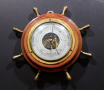 Vintage JG Gischard Aneroid Ships Wheel Barometer - Wood, Brass, Metal Face - Germany - Treasure Valley Antiques & Collectibles