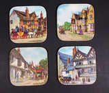 Vintage Set of 4 Charles Dickens Dickensian Scenes "Falcon Inn" Drink Coasters - Treasure Valley Antiques & Collectibles