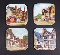 Vintage Set of 4 Charles Dickens Dickensian Scenes "Falcon Inn" Drink Coasters - Treasure Valley Antiques & Collectibles