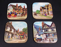 Vintage Set of 4 Charles Dickens Dickensian Scenes "Falcon Inn" Drink Coasters - Treasure Valley Antiques & Collectibles