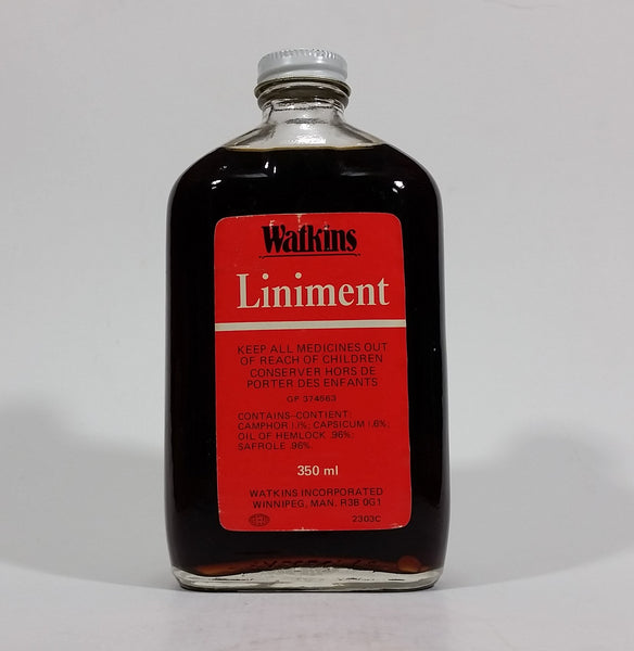 Vintage Watkins Liniment Bottle -Full - 350 mL - Treasure Valley Antiques & Collectibles