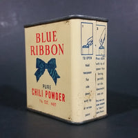 Vintage Blue Ribbon Limited Pure Chili Powder 1 1/2 oz Tin - has product - Vancouver Winnipeg Toronto - Treasure Valley Antiques & Collectibles