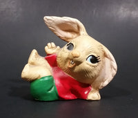 1970s Pepiware Bunny Laying on His Side Waving in Red Shirt Green Pants Figurine - England - Treasure Valley Antiques & Collectibles