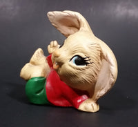 1970s Pepiware Bunny Laying on His Side Waving in Red Shirt Green Pants Figurine - England - Treasure Valley Antiques & Collectibles