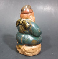 1960-1980 Inarco Japan Man Sitting on a Rock with a Fish Ceramic Figurine E-5900