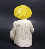 Vintage Chalkware Asian Child in Yellow Hat Sitting and Reading a Book Figurine - Treasure Valley Antiques & Collectibles