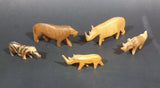 Vintage Wooden Hand Carved African Animals Set of 5 - Treasure Valley Antiques & Collectibles