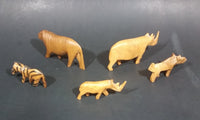 Vintage Wooden Hand Carved African Animals Set of 5 - Treasure Valley Antiques & Collectibles